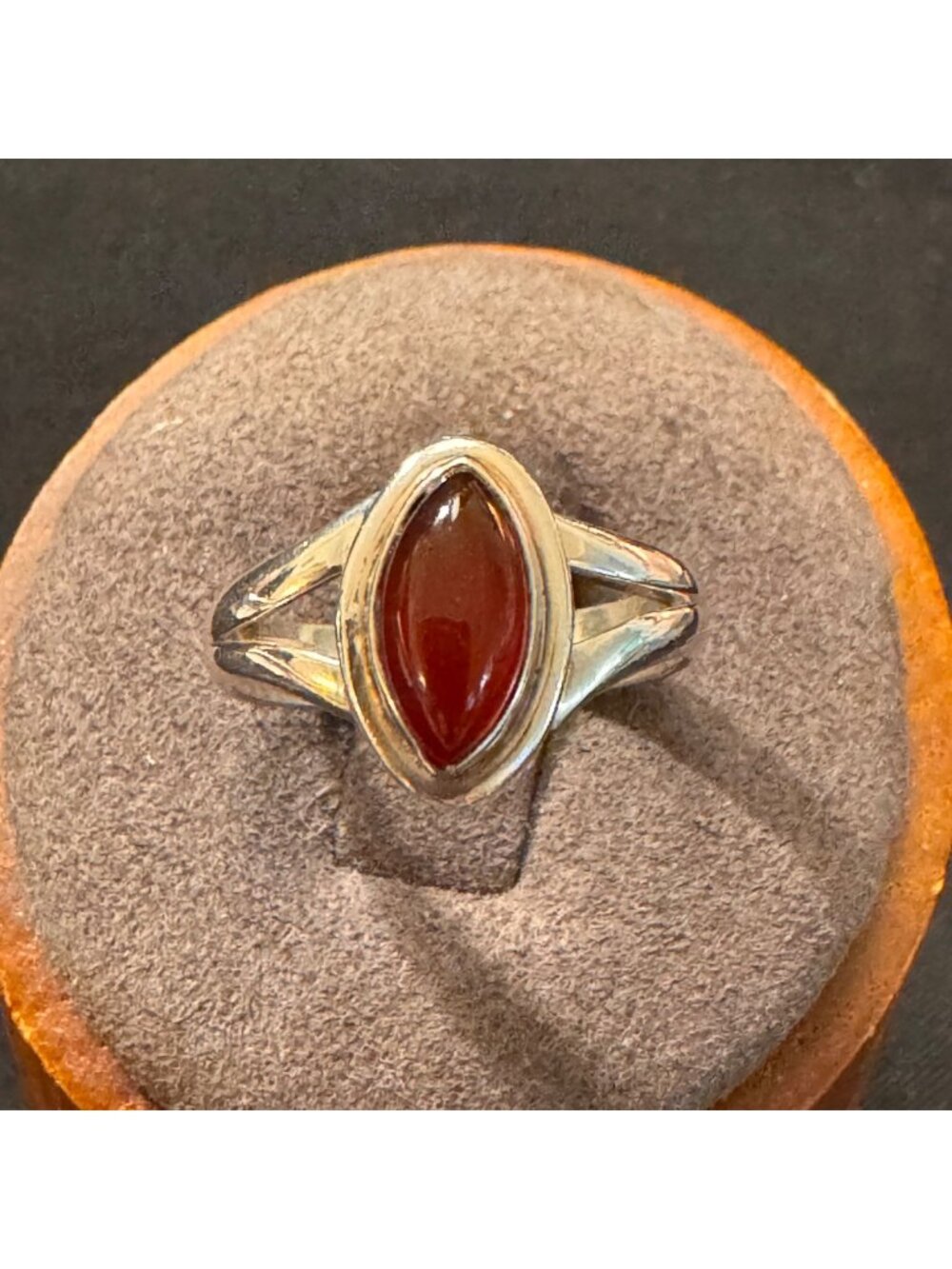 Sterling Silver 925 Marquise Carnelian Split Shoulders Statement Ring Size 6.5